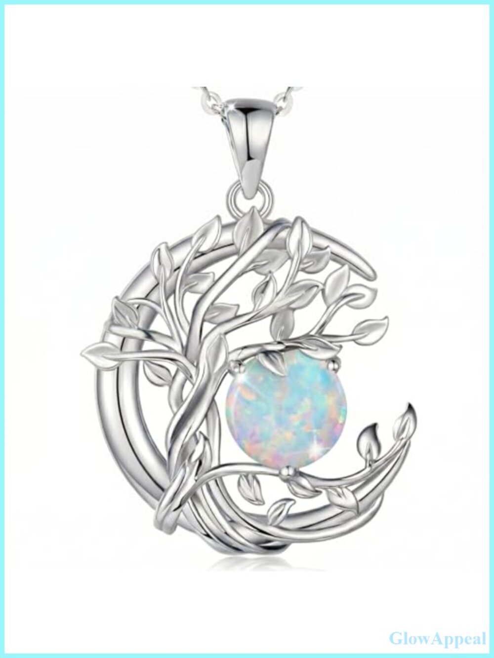 Tree of Life Opal Pendant Necklace Silver Plated Women Jewelry Gift